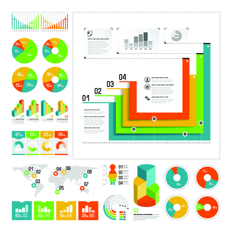 用彩色元素设置的信息图形-矢量信息图形