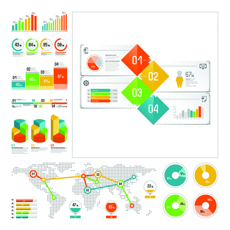 用彩色元素设置的信息图形-矢量信息图形