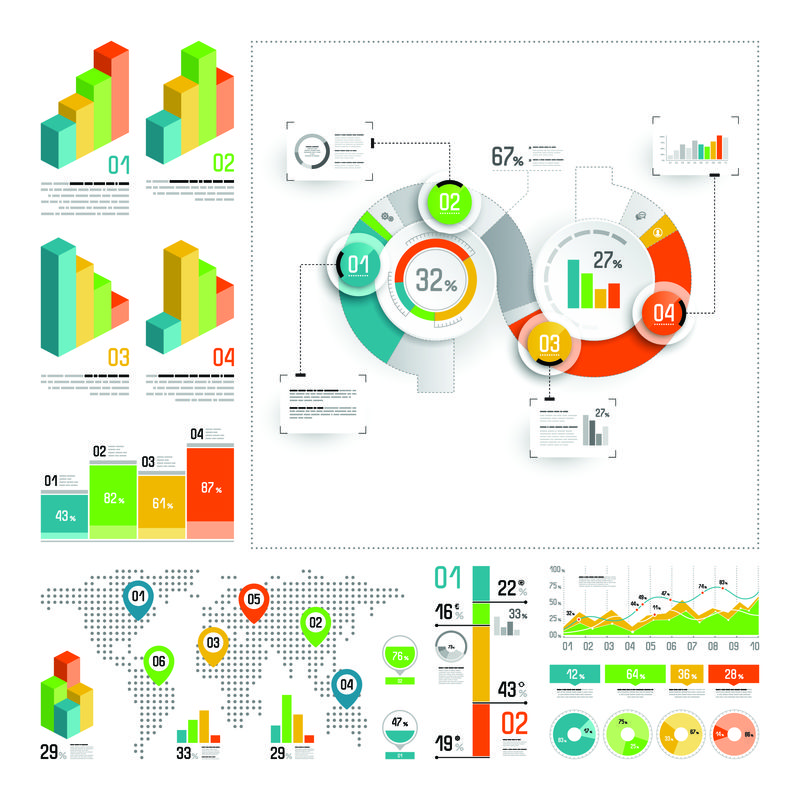 用彩色元素设置的信息图形-矢量信息图形