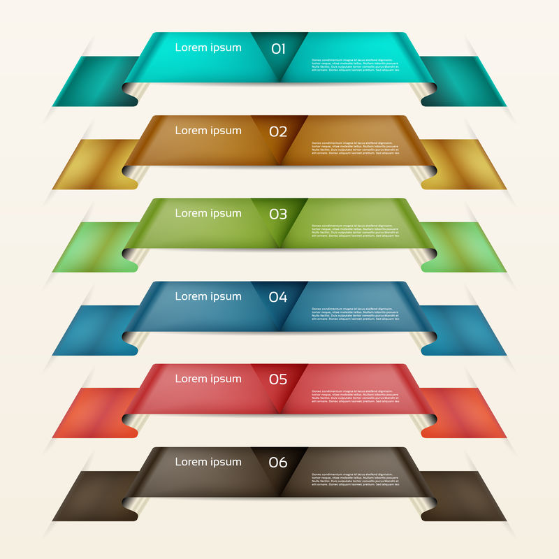 一组色带。现代信息图形选项横幅。矢量图解。可用于工作流程布局、图表、数字选项、网页设计、打印。