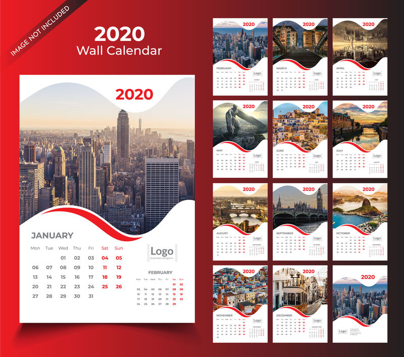 矢量2020年日历设计