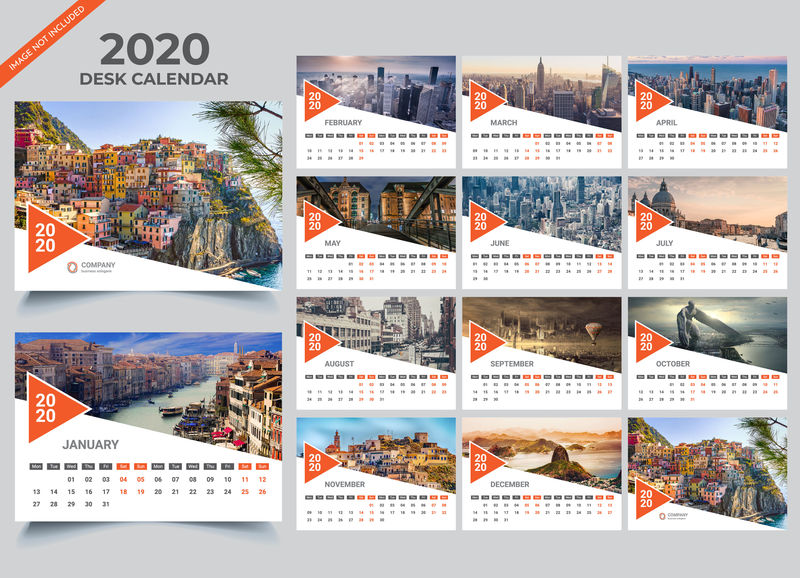 矢量2020年日历设计