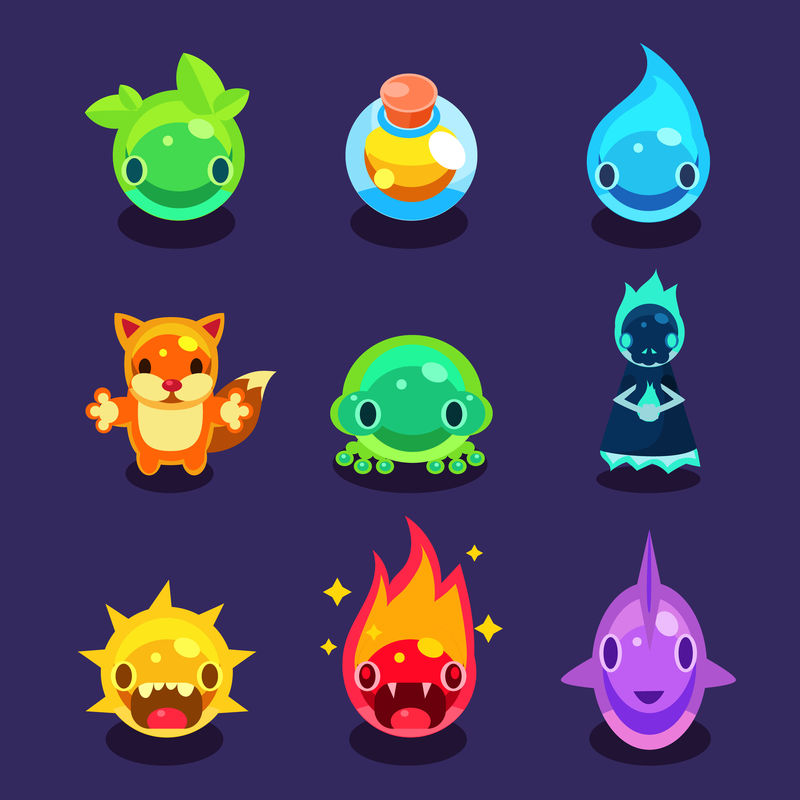 卡通搞笑怪兽集游戏矢量图