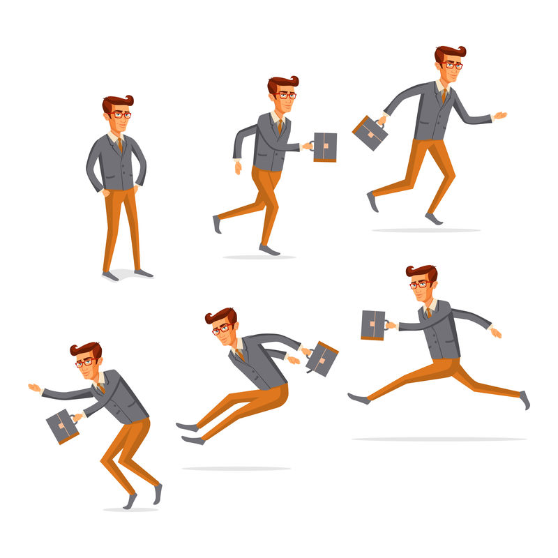 平面人物图标情景网络信息图形矢量集男士生活方式