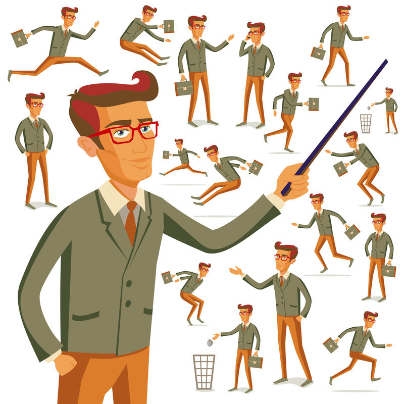 平面人物图标情景网络信息图形矢量集男士生活方式