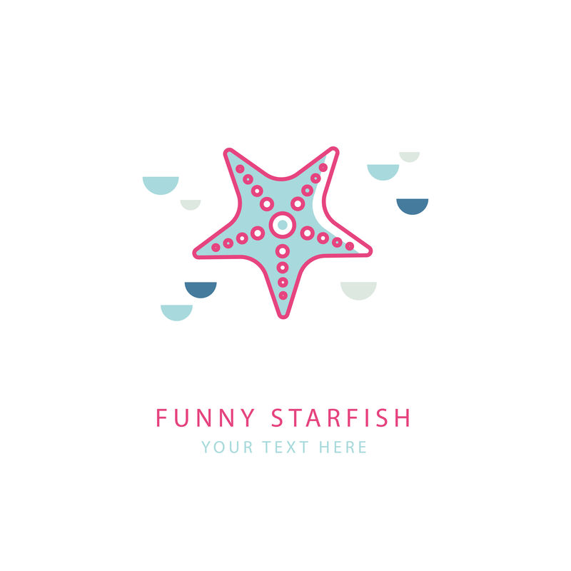 商标的概念与粉红色海星在一个线性风格。