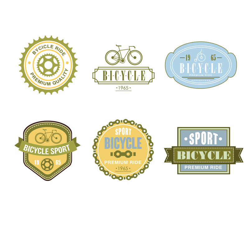印刷自行车主题标签设计集-自行车商店