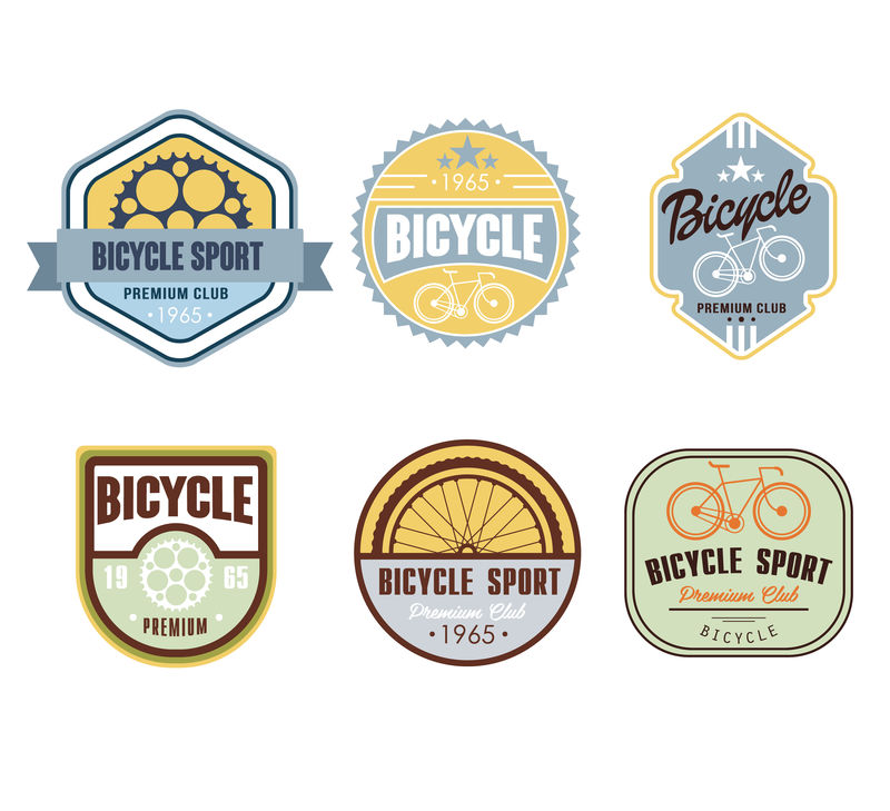 印刷自行车主题标签设计集-自行车商店
