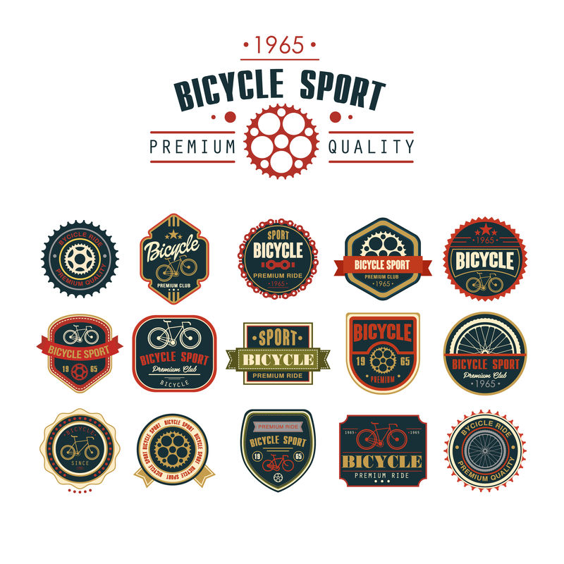 自行车组徽章徽标和标签
