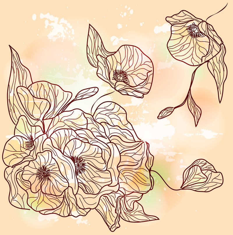 Eps10矢量-夏季罂粟花设计