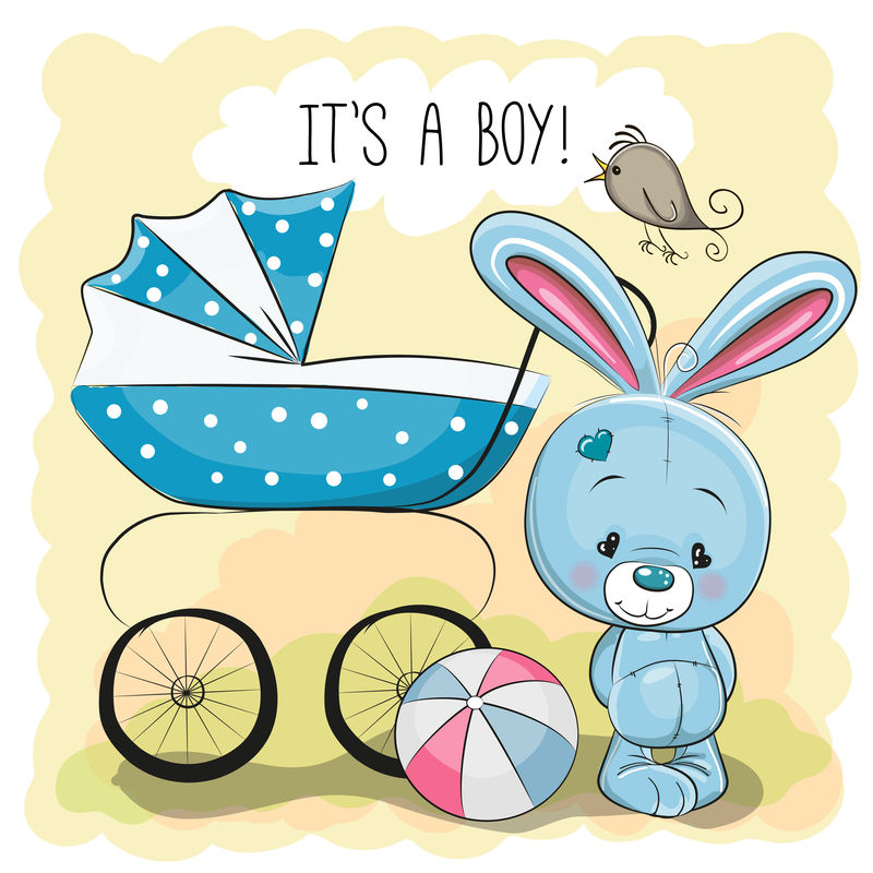 带婴儿车的兔子