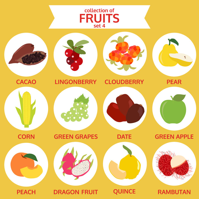 水果集4，食物矢量图，平面图标