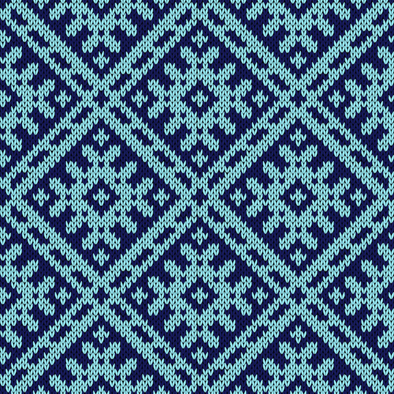 编织深蓝色和浅蓝色的华丽无缝图案