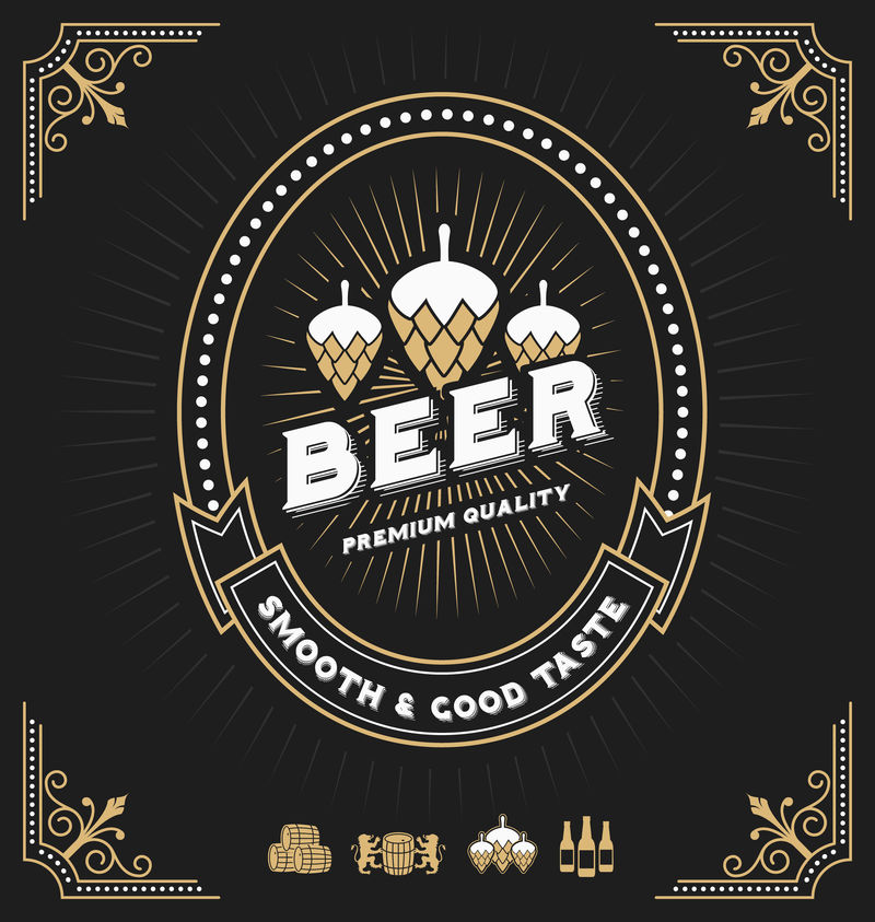复古框架设计的标签-横幅-贴纸和其他设计-适合威士忌、啤酒和高档产品-所有字体使用字体