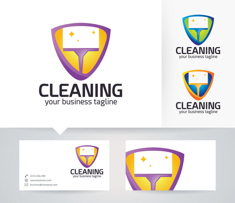 清洁-服务-代理-矢量徽标模板