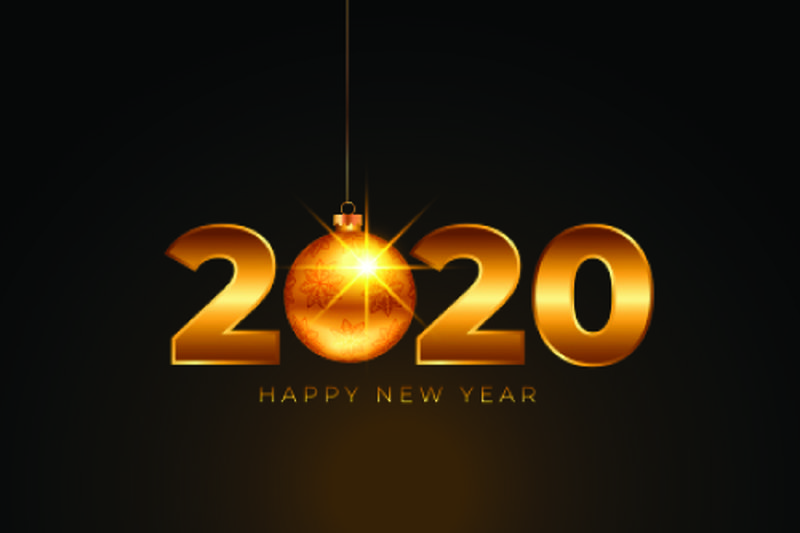 圣诞舞会金色背景2020新年快乐