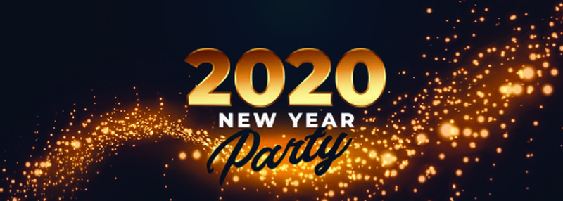 2020年新年快乐派对庆典横幅设计