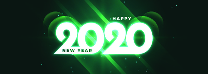 闪耀的2020新年快乐闪亮的横幅设计