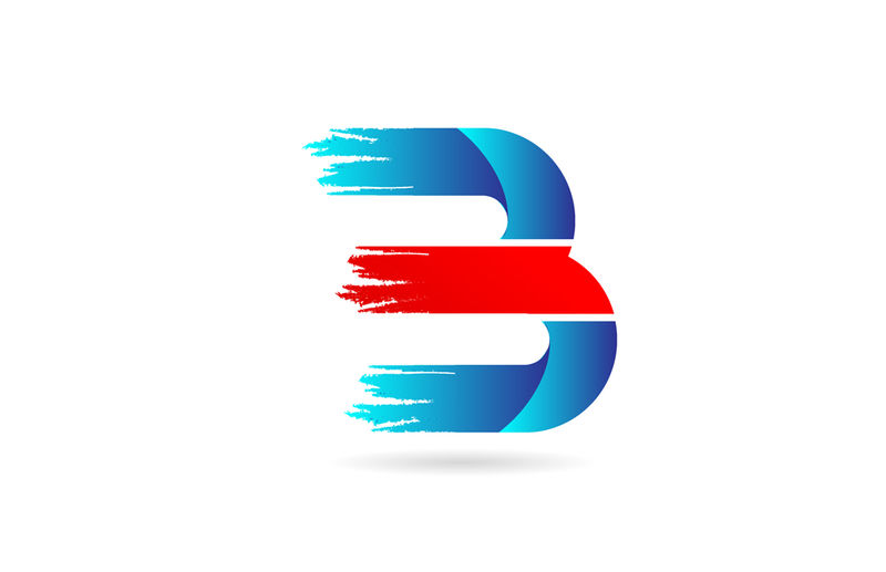 B公司用带粗刷图案的蓝红色字母