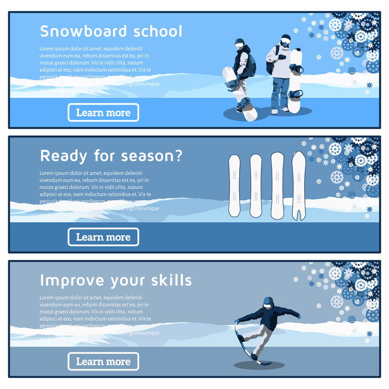 以滑雪为主题的平面横幅