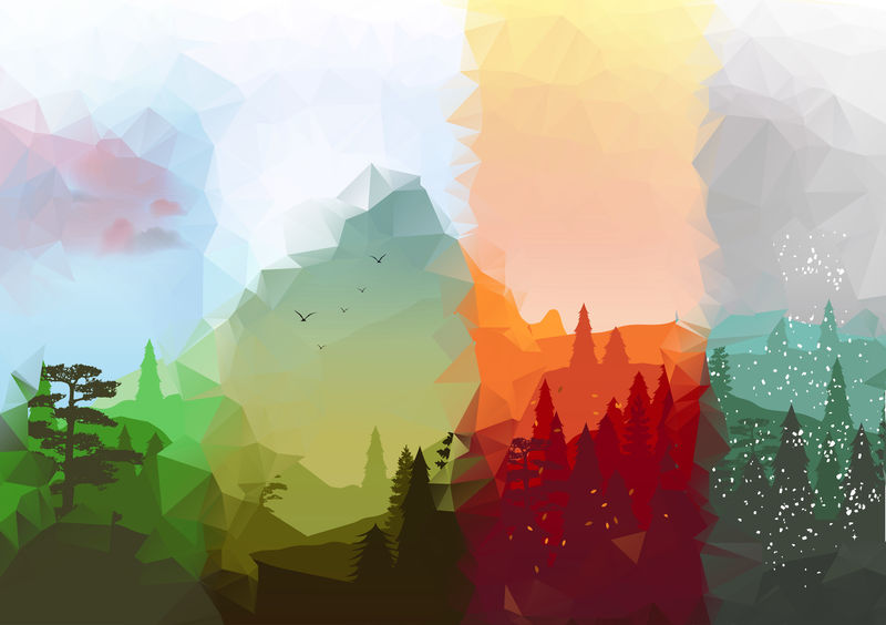 抽象森林彩色线描图片