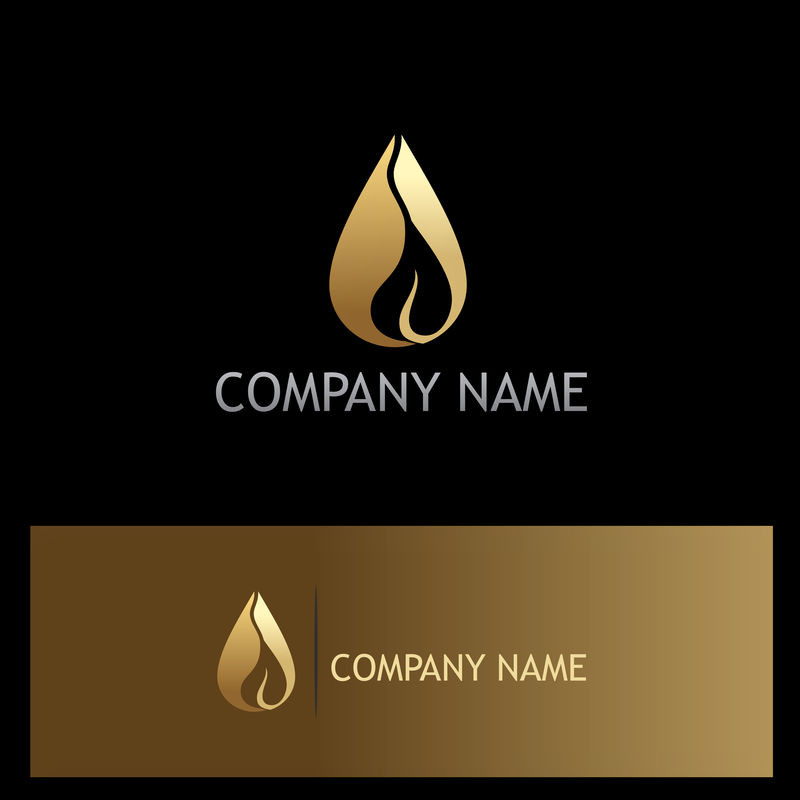 简单的油叶标志与优雅和强烈的金色