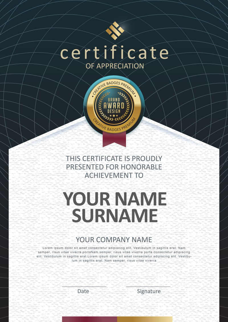 文凭-豪华优雅图案证书模板-矢量图