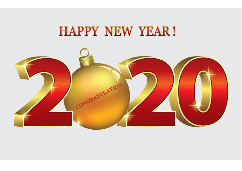2020年圣诞快乐-背景和日期在三维图像和新年与雪花球-矢量图示