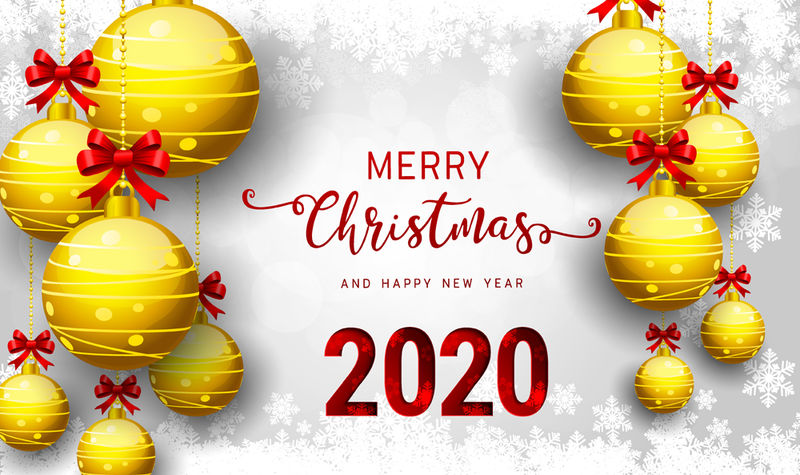 2020矢量新年快乐和圣诞贺卡