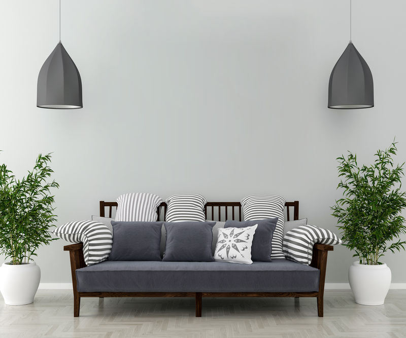 客厅墙上的空白相框