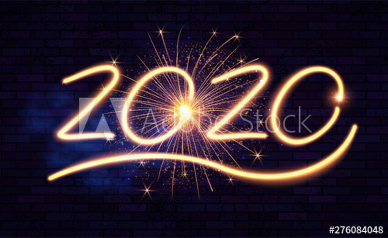 2020年新年快乐！寒假设计模板-霓虹灯标志-神奇的灯光效果