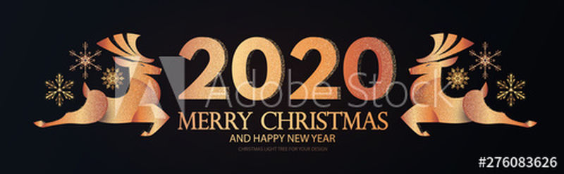 2020年新年快乐！优雅的金色假日标签-有跳跃的极客-数字和雪花