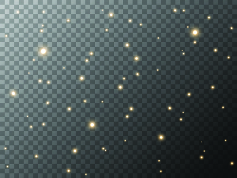 灰尘是黄色的-黄色的火花和金色的星星闪耀着特殊的光芒-矢量在透明背景上闪烁-圣诞灯效果-闪闪发光的神奇尘埃颗粒