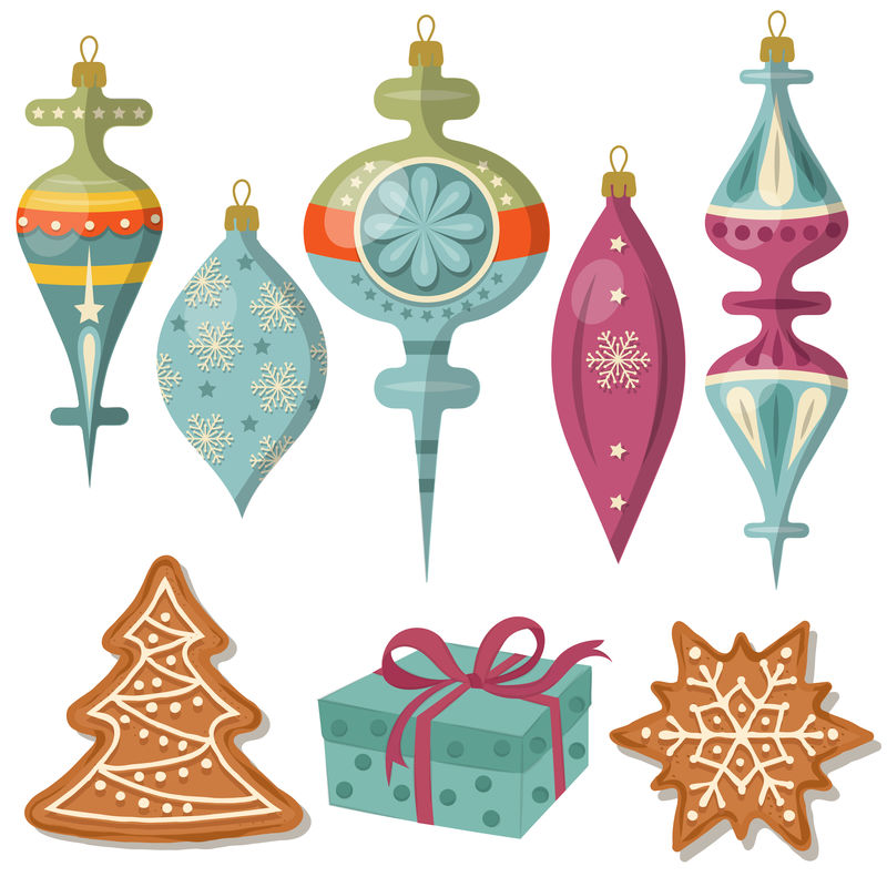 美丽的圣诞装饰系列，白色隔离