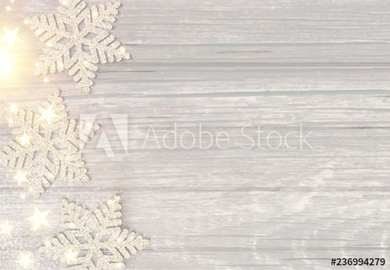 圣诞快乐优雅的背景-银色雪花和星星的木质纹理-矢量图示
