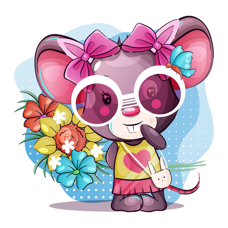 可爱的卡通小花鼠