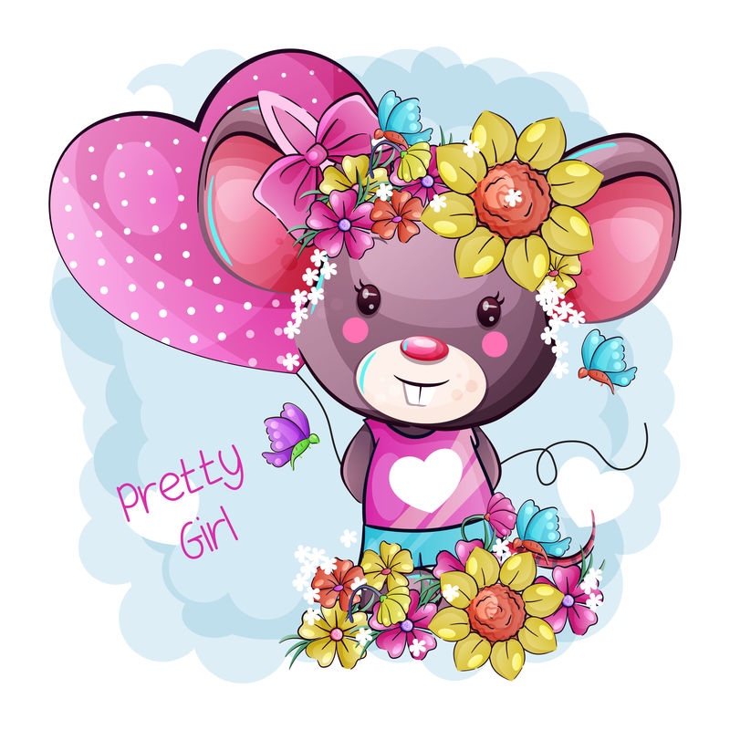 可爱的卡通小花鼠