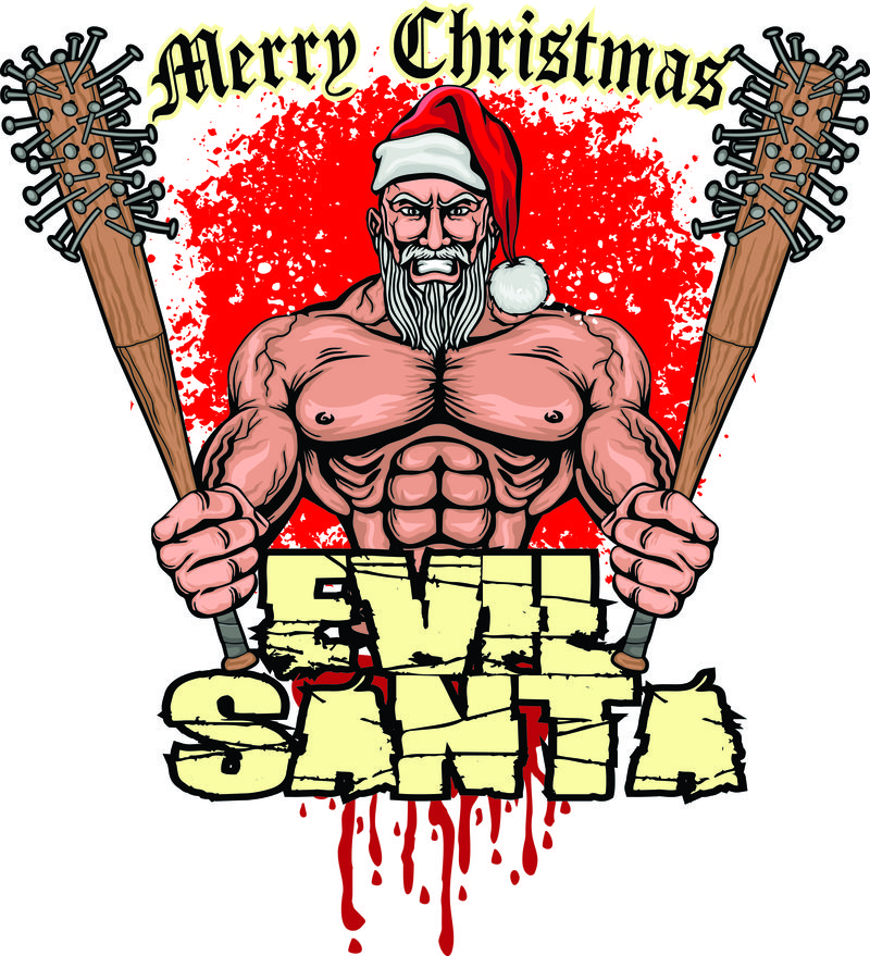 从事体育运动的英俊的圣诞老人-漫画风格的矢量图像-流行艺术风格的圣诞节