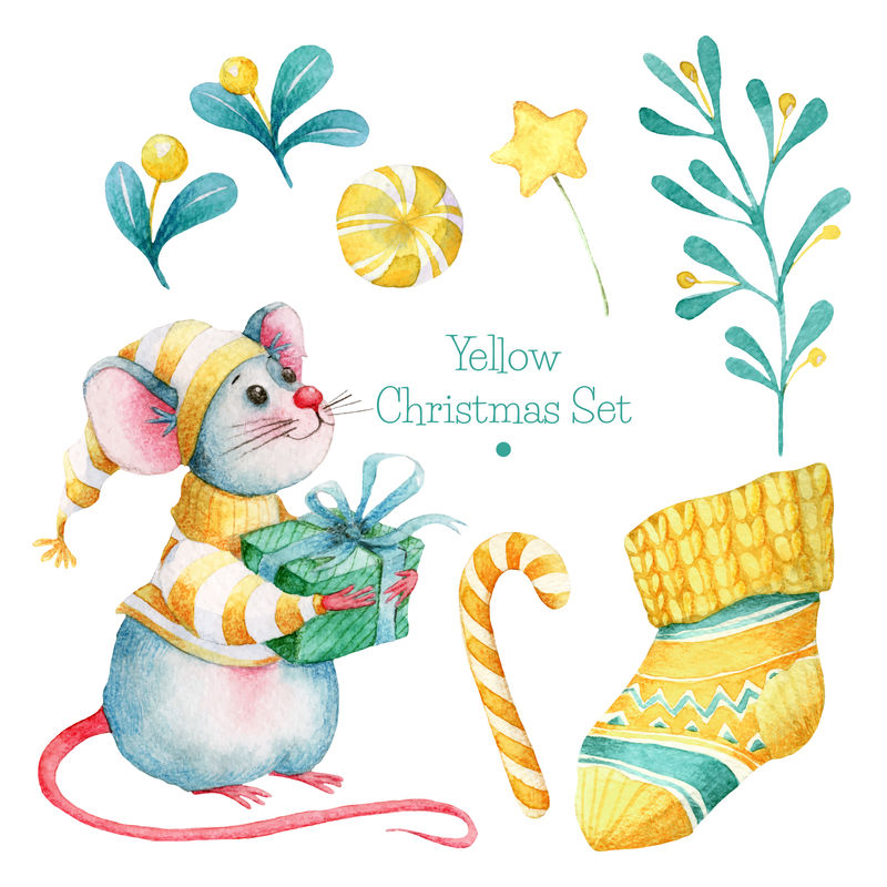 矢量鼠年的圣诞节插图