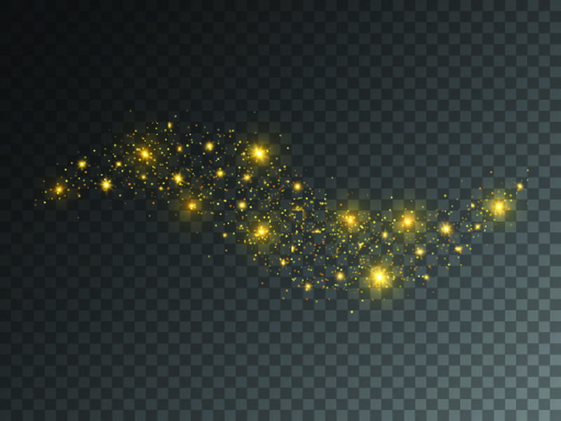 金光闪闪的波光孤立在透明的背景上-矢量金尘纹理-闪烁的五彩纸屑-闪烁的星光