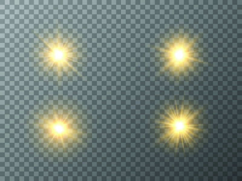 闪亮的星星 太阳的粒子和火花有着突出的效果 五彩缤纷的灯光闪烁着亮片 在透明的背景 上 准备好了 载体 Eps10素材 高清图片 摄影照片 寻图免费打包下载