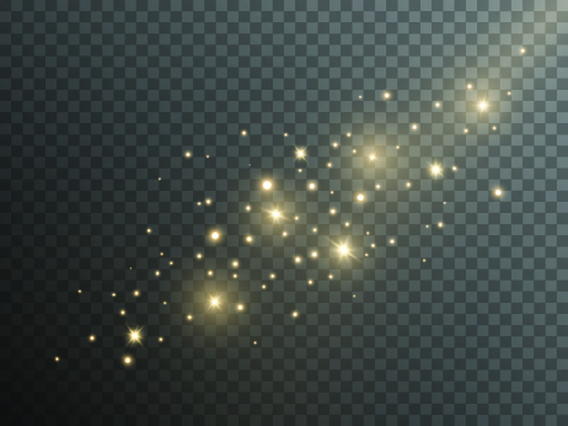 白色的火花和金色的星星闪烁着特殊的灯光效果 矢量在透明背景上闪烁 圣诞节抽象图案 闪光的魔法尘粒素材 高清图片 摄影照片 寻图免费打包下载