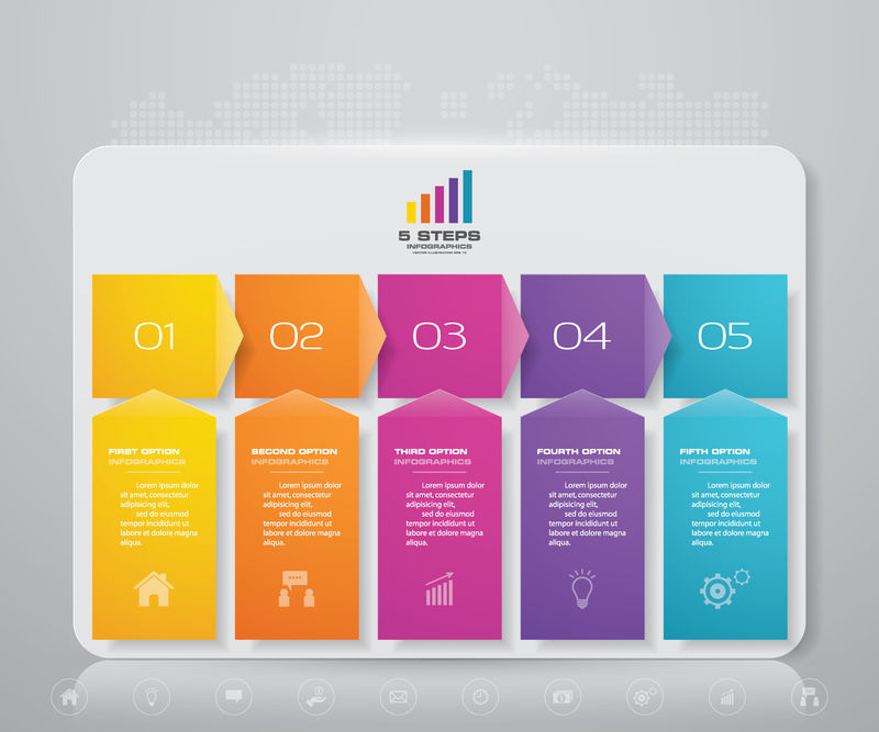 五步信息图表设计元素-用于数据呈现