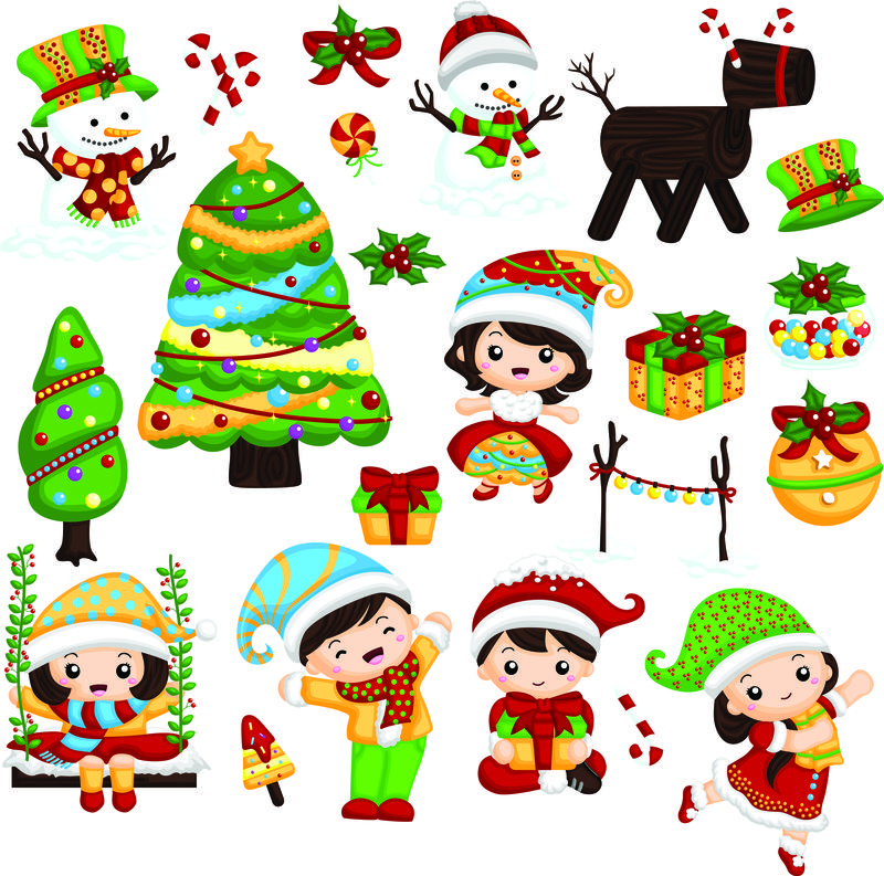 穿着圣诞服装的可爱孩子