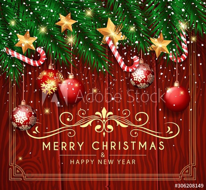 圣诞背景-红色球和字母