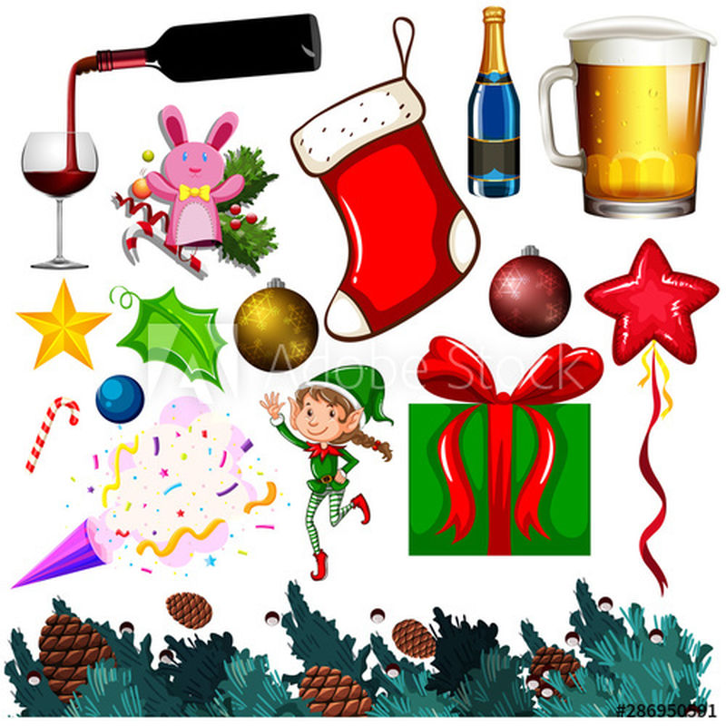 一套圣诞主题插画的独立物件