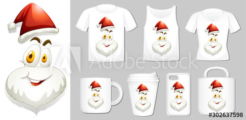 圣诞老人在不同产品模板上的图解