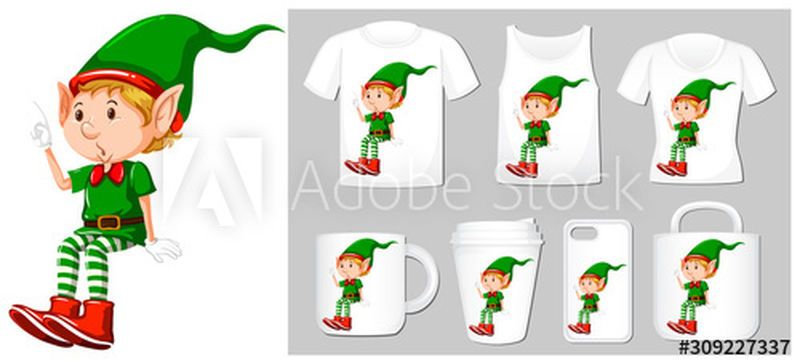 圣诞主题与精灵多产品插画