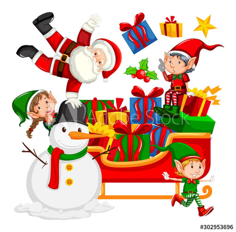 雪橇上的圣诞礼物插图