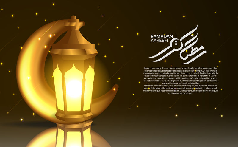 斋月活动3D金新月挂灯